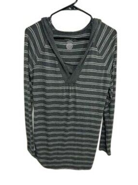 Liz Lange Maternity Large Striped Long Sleeve Hoodie Nursing Friendly Cozycore